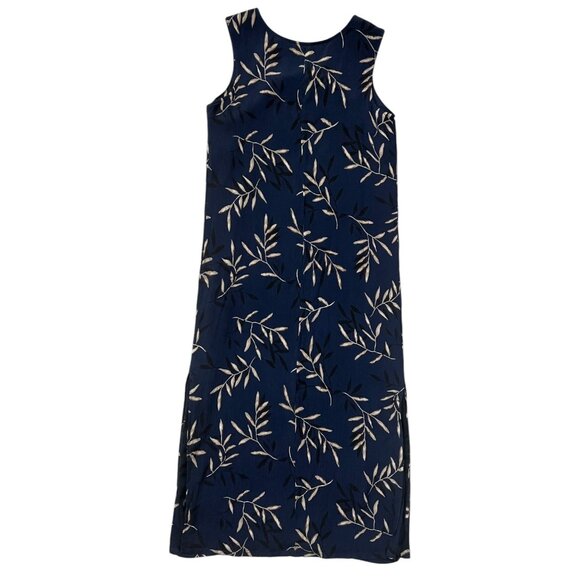 Vtg Jennifer Moore Silk Fall Floral Print Sleeveless Maxi Dress Navy 6 Grunge - Picture 2 of 10